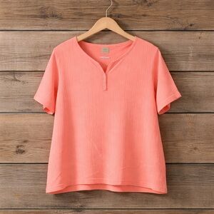 Blair Size Large Orange Polyester Cotton Orange Short Sleeve Tunic